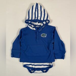 TWO FEET AHEAD Baby Florida Gators Hooded Bodysuit 6M Blue Striped Layered